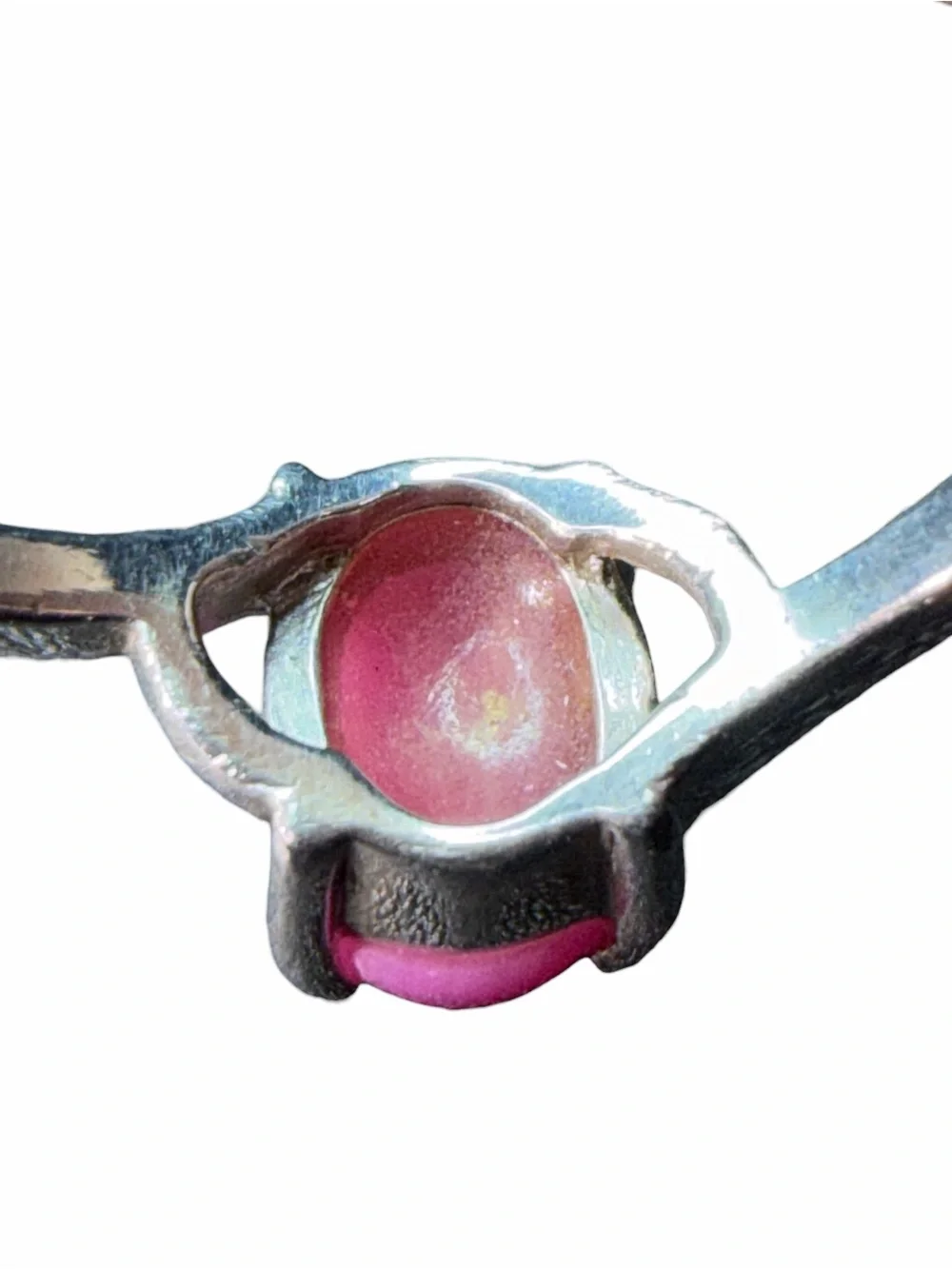 Sterling Silver Ring with Pink Cabochon Stone size 10